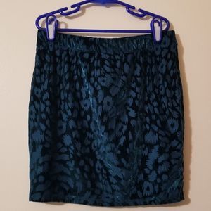 Teal leopard velvet skirt